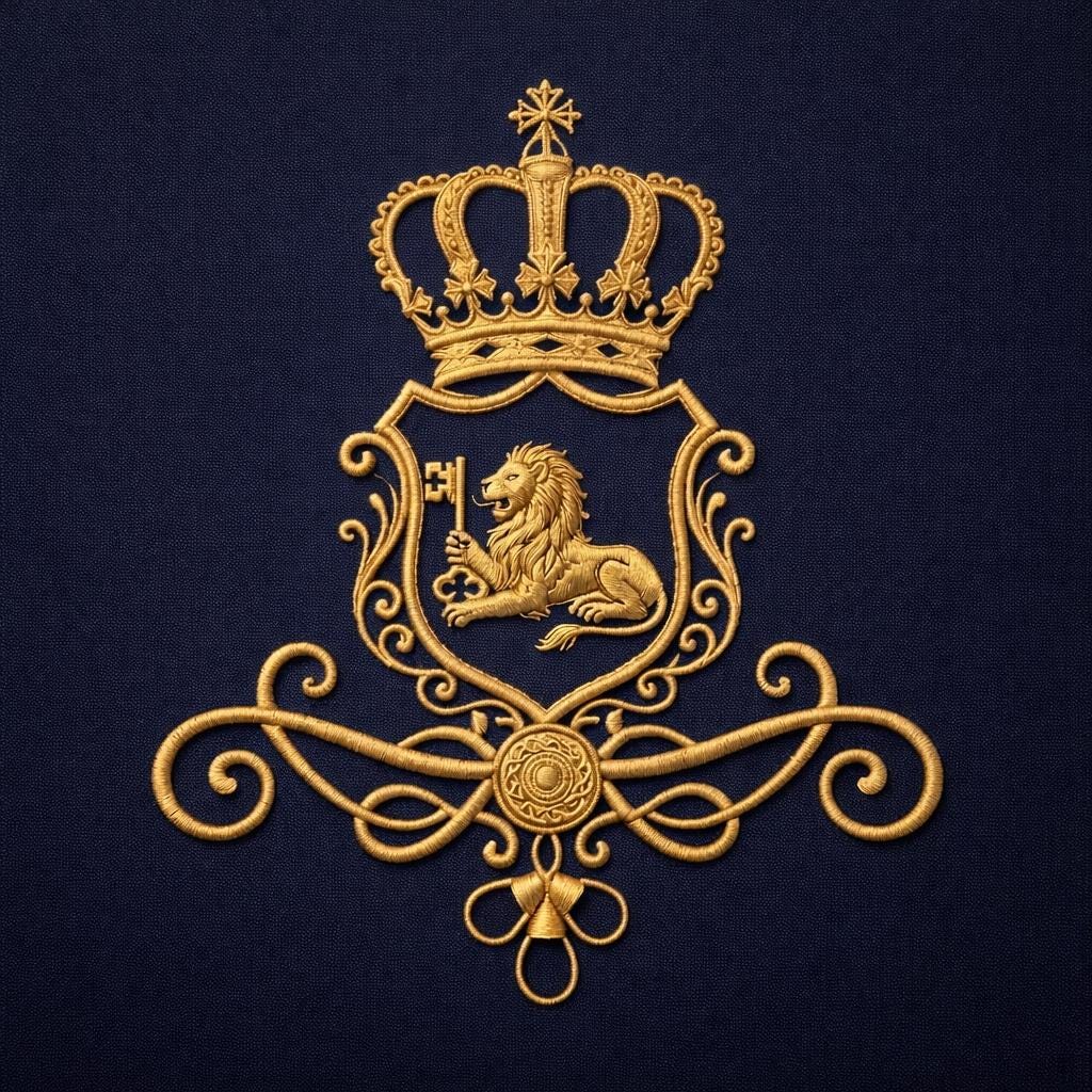 Royal Crest Embroidery Design Crown Lion Heraldic Luxury Vintage ...