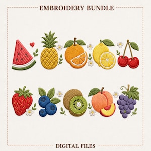 Tropical Fruit Collection Summer Harvest Botanical Embroidery Bundle Design Set