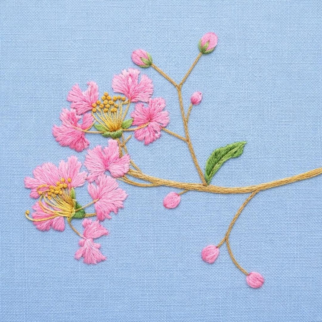 Cherry Blossom Embroidery Pattern Sakura Branch Floral Machine Stitch ...