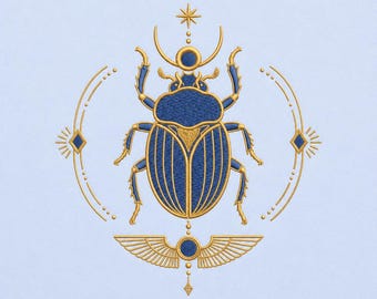 Mystic Scarab Embroidery Design Celestial Egyptian Sacred Beetle Occult Symbol