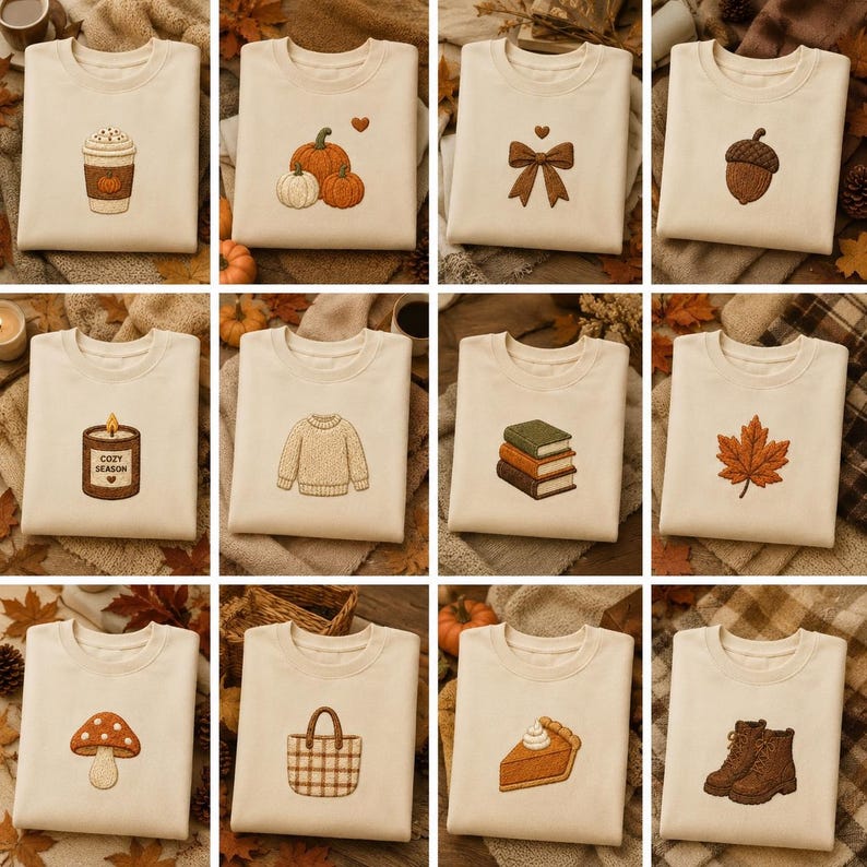 Gemütliches Herbst-Bundle Stickerei Kollektion Saisonales Cottagecore Ernte Kürbis Motive Bild 2