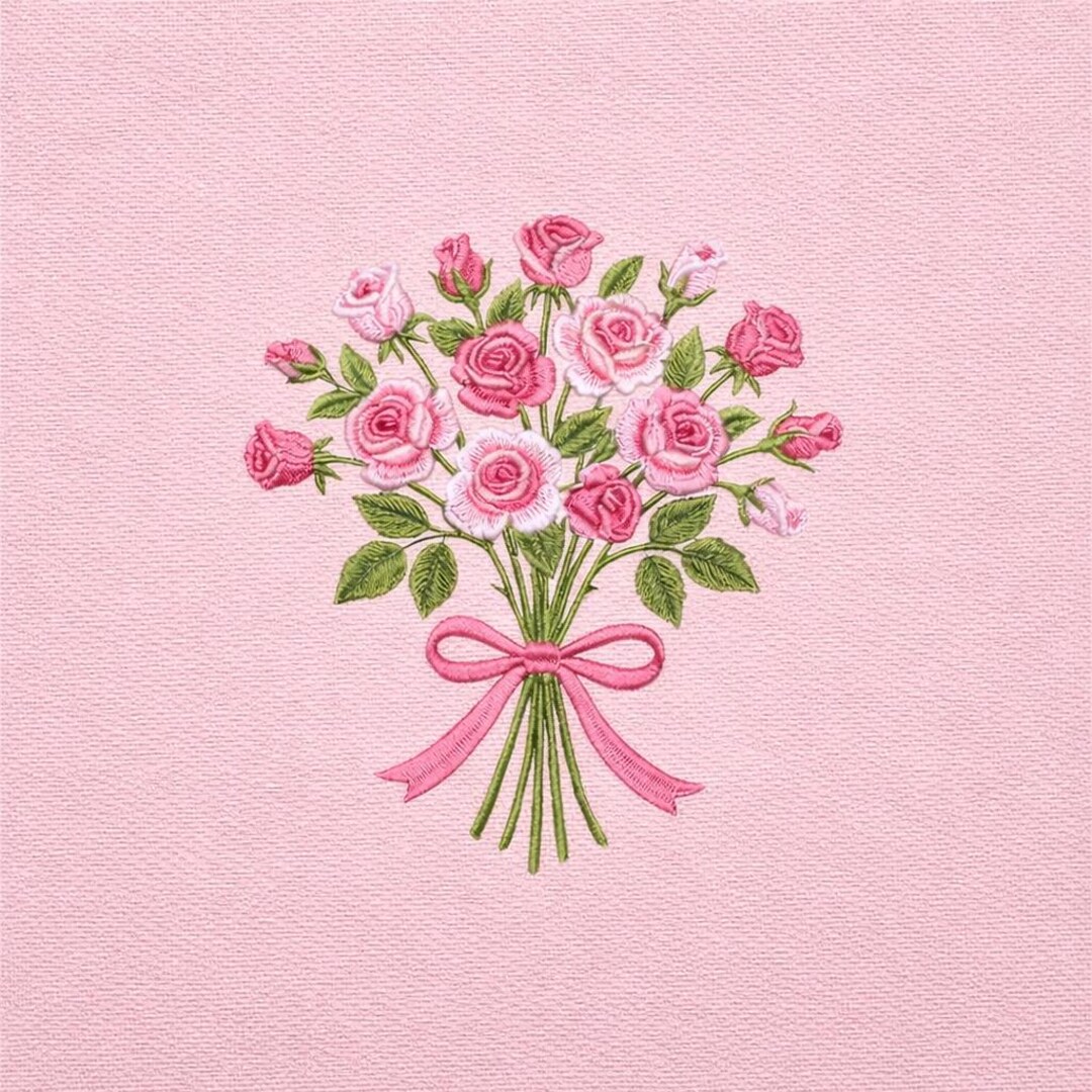 Pink Rose Bouquet Embroidery Design Floral Machine Stitch Pattern - Etsy