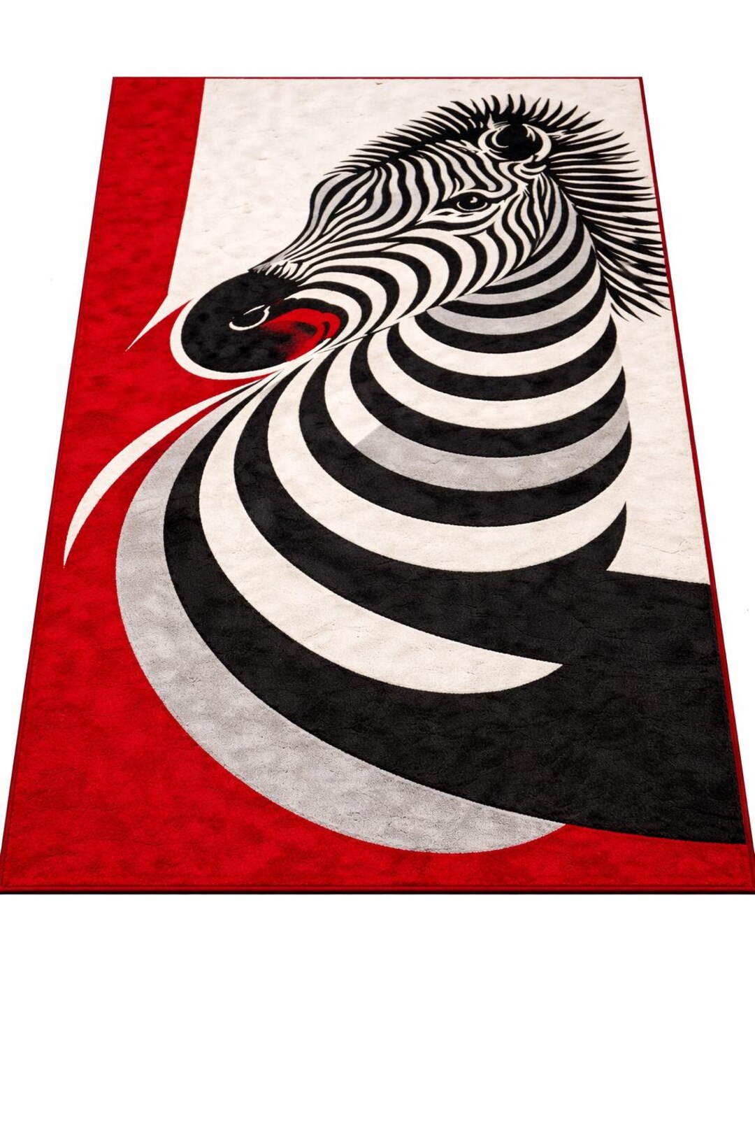 Red Animal Rug Hand Tufted Wool Zebra Rug, Modern Red Black White Animal Print - Etsy