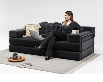 Modern 3-Seater Sleeper Sofa Bed, Space-Saving Convertible Couch