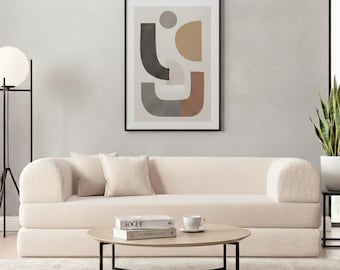 Sofá cama moderno de terciopelo de dos plazas / Sofá cama minimalista / Loveseat turco hecho a mano / Muebles para espacios pequeños / Decoración acogedora para el hogar