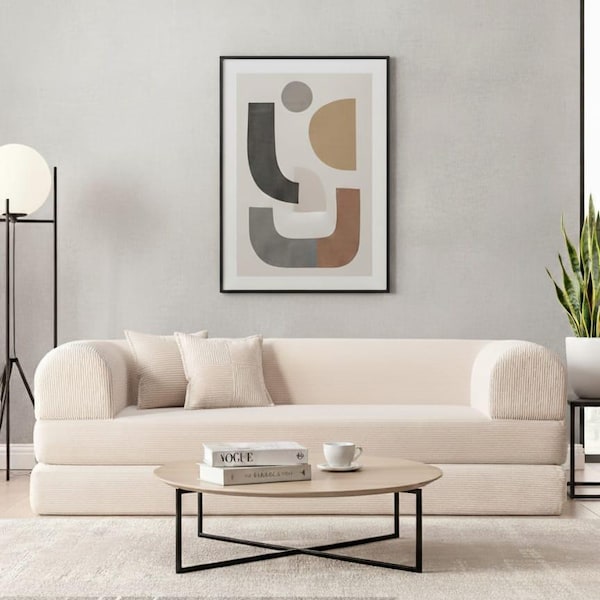Modern 2-sits bäddsoffa i sammet | Minimalistisk bäddsoffa | Handgjord turkisk loveseat | Möbler för små utrymmen | Mysig heminredning