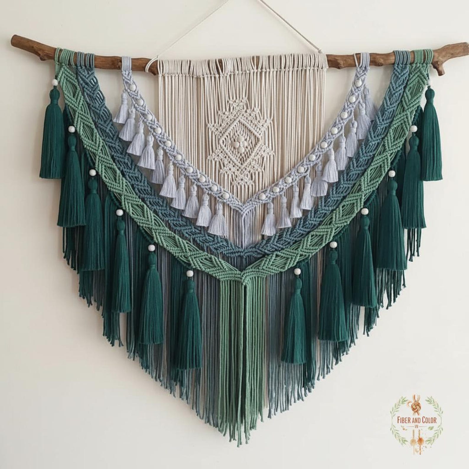 Extra Large Macrame Wall Hanging, Abstract Textile Art for Interior, Japandi Fiber Wall Art Decor, Extra Large Macrame Headboard Above Bed - W: 35" x H: 33", Color as photo