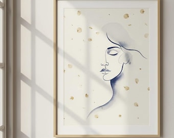 Minimalist Female Face Line Art | Female Face Sketch  | Elegant One Line Art | Simple Designs for Wall Art | Abstract Female Face Art Work