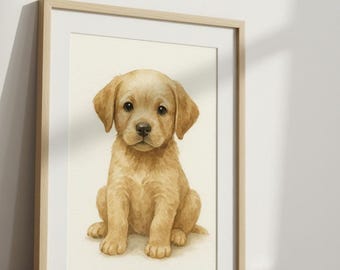 眠っているゴールデンレトリバーのプリント：夢のような子犬の保育園の