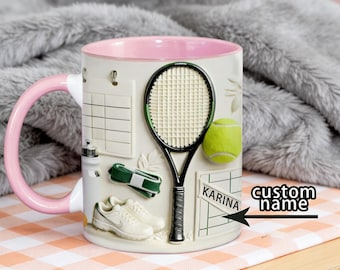 カスタムテニスマグカップ｜ラケット、ボール、コートのデザインをカスタマイズ