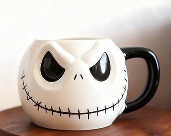 Taza con cara de esqueleto – Taza de café de cerámica gótica, taza de calavera adorablemente espeluznante, regalo único para Navidad y cumpleaños