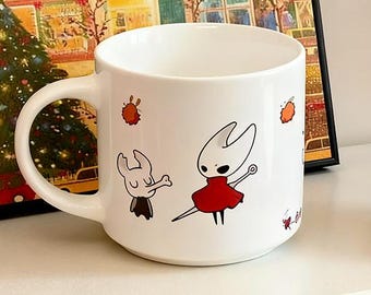 Taza de Hollow Knight, taza de café para gamers, taza de cerámica de videojuegos indie, regalo de videojuegos para él o ella, taza con diseño de fan art de Bug Knight, regalos de Navidad