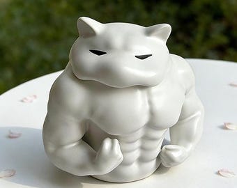 Taza de cerámica con meme de perro musculoso, divertido soporte de escritorio de perro musculoso, regalo de café peculiar de 300 ml