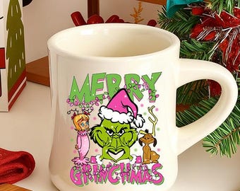 Taza Feliz Navidad Grinch – Divertida taza de café navideña inspirada en el Grinch, taza de chocolate caliente navideña, regalo para amantes del Grinch