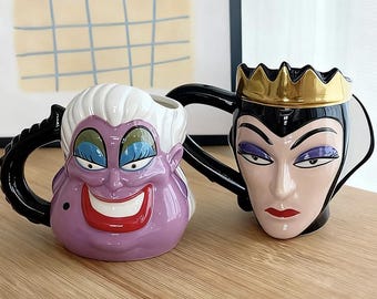 Taza de la Reina Malvada – Taza de café de cerámica con diseño de villanos malvados, Hada Oscura y Manzana Envenenada // Regalo de Navidad para ella // Regalos de Navidad