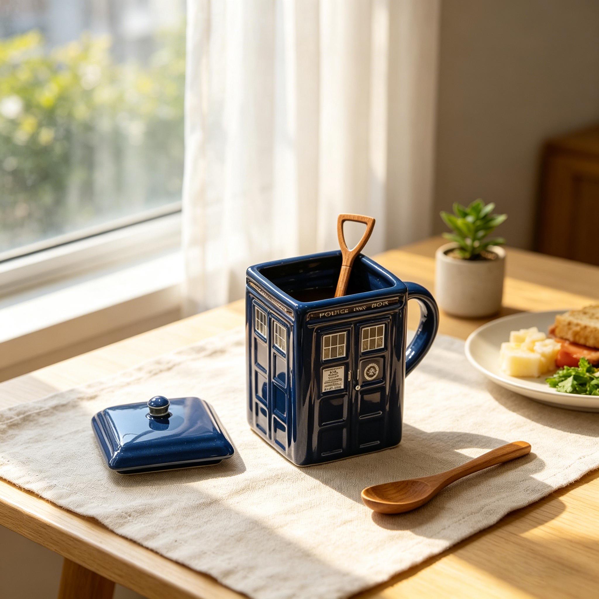 Doctor Who TARDIS Ceramic Mug With Lid & Spoon | Police Box Coffee Mug ...