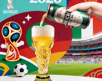 Vaso de cerveza con forma del trofeo del Mundial 2026 / Artículos de bar / Regalo para aficionados al fútbol