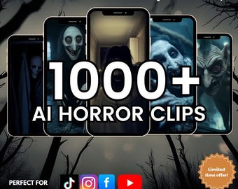 1000+ AI-skräckfilmer | Virala videoklipp för sociala medier (digital nedladdning)