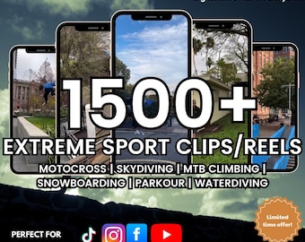 1500+ Extreme Sports Video Reels | HD Action Clips (Digital Download)
