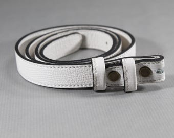 Handmade Full-Grain Leather Belt – Classic White Belt for Men & Women, Custom Size, Timeless Everyday Accessory