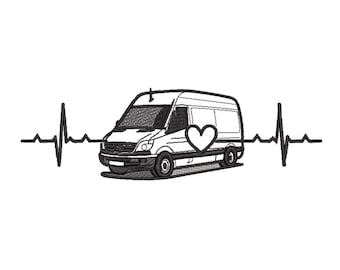 Ambulance Heartbeat Line Embroidery Design-Embroidery Machine File
