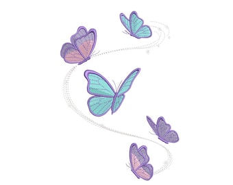 Flying Butterflies Trail – Pastel Embroidery Design