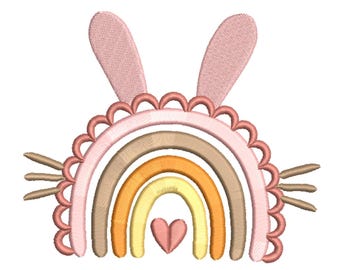 Bunny Rainbow with Heart  Embroidery Design-Machine Embroidery Design File