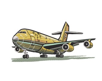 Diseño de bordado de avión de carga antiguo - Archivo para máquina de bordar