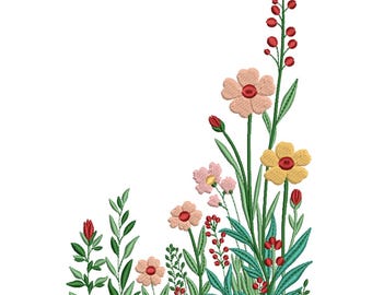 Wild Garden Floral Border Embroidery Design-Embroidery Machine File