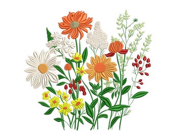 Wildflower Garden Bouquet Embroidery Design