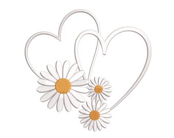 Daisy Hearts –  Floral Embroidery Design