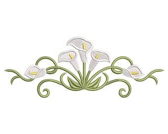 Calla Lily Border – Elegant Floral Machine Embroidery Design