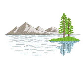 Mountain Lake Scene Embroidery design– Nature Embroidery File
