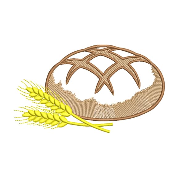 Rustic Bread & Wheat Embroidery Design – Bakery Embroidery Design file