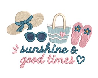 Sunshine & Good Times Summer Accessories Machine Embroidery Design- Machine Embroidery Design File