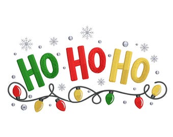 Luces navideñas Ho Ho Ho – Diseño de bordado festivo