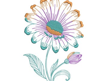 Vintage-Gänseblümchen-Umriss-Stickdatei