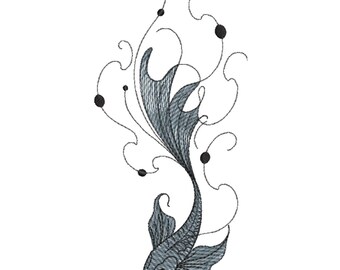 Minimalist Koi Fish Line Art Embroidery Design File