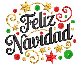 Feliz Navidad-borduurontwerp – Spaanse kerstmachineborduurbestand