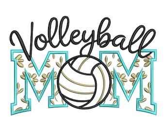Volleyball Mom – Floral Sports Embroidery Design