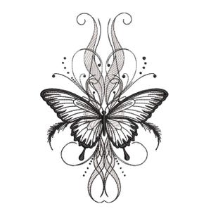 Elegant Butterfly Line Art  Embroidery Design– Embroidery File