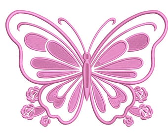 Floral Butterfly – Elegant Pink Embroidery Design