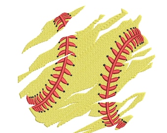 Diseño de bordado grunge desgastado de softbol – Archivo de bordado