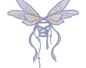 Fairy Wings Corset Ribbon Machine Embroidery Design- Machine Embroidery Design File