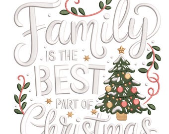 La familia es lo mejor de la Navidad – Diseño de bordado navideño