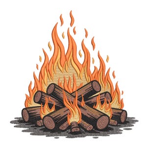 Campfire Flames  Embroidery  Design– Rustic Bonfire Embroidery File
