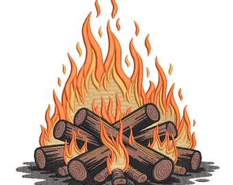 Campfire Flames  Embroidery  Design– Rustic Bonfire Embroidery File