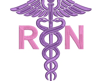 RN Caduceus Embroidery  Design– Nurse Monogram Embroidery file