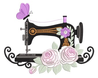 Stickdatei Nähmaschine & Blumen