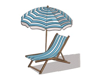 Beach Chair & Umbrella – Summer Embroidery Design